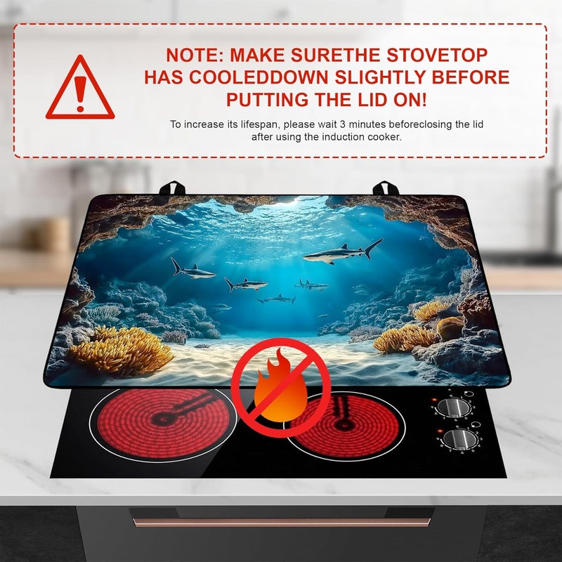 BVBOX Underwater World Stove Top Cover Retro Flower Gas Stove Top Cover for Home Decoration Kitchen Pad Non-Stick Washable Cooktop Covers Countertop Protector Keep Stove Clean 28"x20" - Image 3